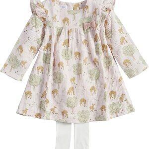 Mud Pie baby girl Deer Dress and Tights Set by Mud Pie NEW